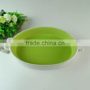 Stocked Cheap Oval Ceramic Bakeware , Color-glazed Ovenware With Two Handles thumbnail-2