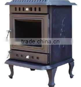 Antique Black Solid Fuel Cast Iron Stove thumbnail-1