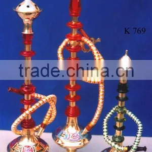 Brass & Wooden Hookah With Base thumbnail-1