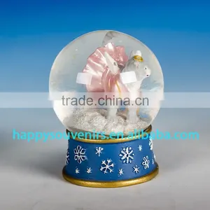 Cute Dog Animal Glass Snow Globe With Polyresin Base Gift Snow Globe Diameter 45mm thumbnail-4