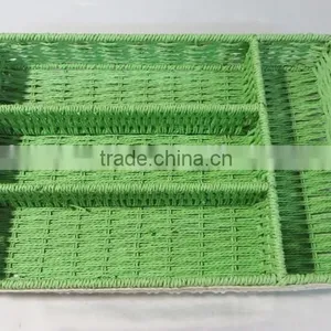 Decorative Handwoven Divided Paper Rope Tableware Basket thumbnail-3