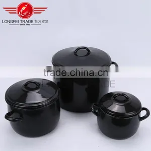 Black 3pcs Enamel Camping Pot Set /enamel Hot Pot Sets Wholesale thumbnail-2