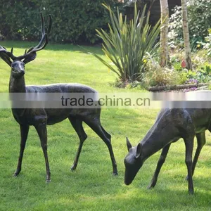 New Products Bronze Mother and Baby Dear Statue for Sale thumbnail-1