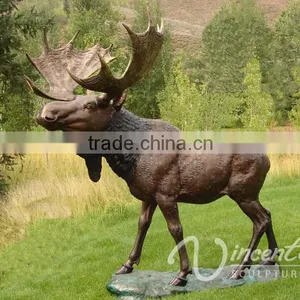 Art Garden Decor Life Size Bronze Casting Bull Moose Statue for Large Garden Decoration thumbnail-1