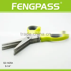 S2-1425A 8-1/2'' Best Seller Soft Rubber Handle With Stainless Steel 5 Blades Herb Scissors thumbnail-5