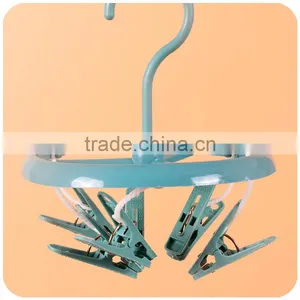 C216 2017 High Quality Drying Clothes Plastic Hanger With Clips Round Shape thumbnail-3