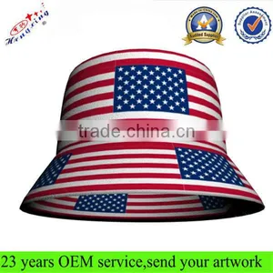 Custom Printed Cheap Blank Cool American Flag Print Pattern Bucket Hat thumbnail-1