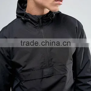 2017 Best Price High Quality Overhead Design Durable Hooded Funnel Collar 100% Polyester Black Casual MenJacket thumbnail-3