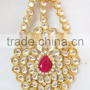 Hair Accessory JHOOMAR JHUMAR Passa TIKA KUNDAN GOLD PLATED thumbnail-1