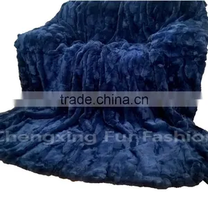 CX-D-66E Real Fur Luxury Patchwork Rex Rabbit Fur Blanket/Fur Rug thumbnail-6