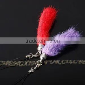 CX-P-19 Wholesale Genuine Mink Fur Keychain Mobile Phone Chain/ Pendant/ Strap thumbnail-2