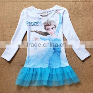 New Fashion Baby Girls Long Sleeve Cartoon Dresses Baby Tulle Dresses thumbnail-1