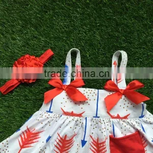Little Girls Boutique Clothing Sets Infant Baby Swing Top With Ruffle Bloomer July 4th Swing Top With Headband thumbnail-2