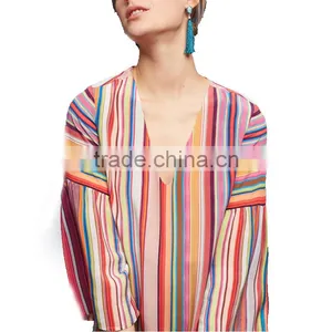 LATEST Ladies Harlow Dress, V-neck Short Sleeve Rainbow Dress thumbnail-6