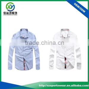 OEM Solid Blue Man Slim Fitted Woven Shirts With Pocket thumbnail-1