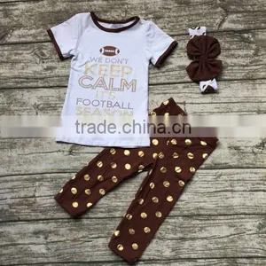 Little Girls Boutique Remake Clothing Sets Girl's Autumn Football Suit Crochet Baby Clothes thumbnail-1