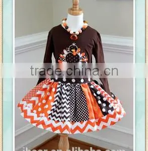 Thanksgiving Day Turkey Kids Clothes Wholesale Boutique Clothing GirlsTurkey Top and Thanksgiving Day Polka Dots Outfits thumbnail-1