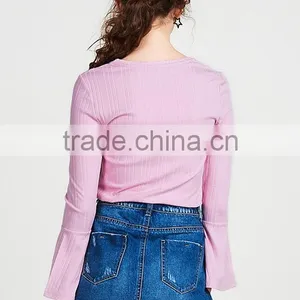 Popular Autumn Women Slim Pagoda Sleeve Blank Sweaters for Wholesale thumbnail-4