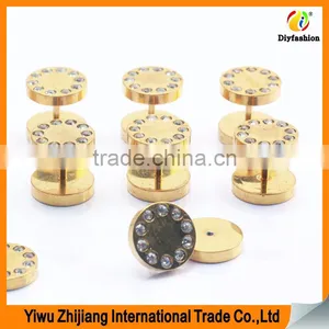 Custom Fancy Colorful Diamond Ear Plugs Piercing Tunnel Stainless Steel Fake Expanders thumbnail-2