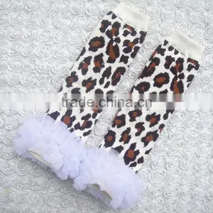 White Lace Trim Ruffled Legging Warmers Cotton Knit Socks Animal Print Leg Warmer thumbnail-2