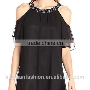 Top Quality Fashionable Beaded Cold Shoulder Dress for Bridesmaid Dress thumbnail-2