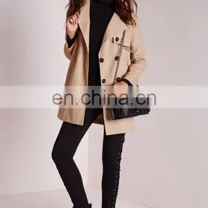 High Quality Fashion Women Korean Trench Coat Wholesale thumbnail-3