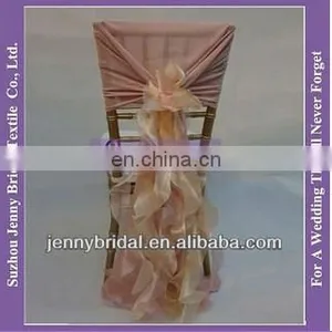 C303A Jenny Bridal Pink Blush Organza Chair Cover Ruffle Chair Sash thumbnail-5