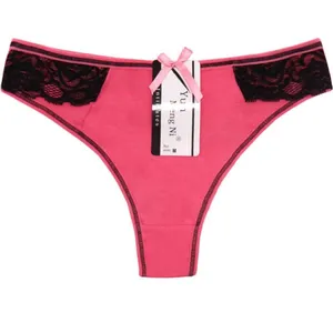 Yun Meng Ni Sexy Underwear Side Lace T-back G-string Soft Cotton Thong Hipister Lingerie thumbnail-2