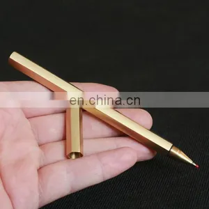 High Quality Hexagon Gel Ink Brass Pen thumbnail-4