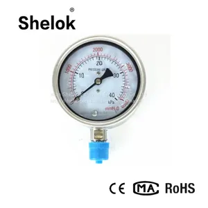 Stainless Steel Kpa MmH2O Dual Scale Micro Vacuum Capsule Pressure Gauge thumbnail-3