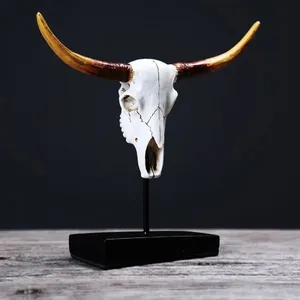 Nordic Retro Creative Resin Imitation Animal Head Home Decoration Products Resin Cow Skull Crafts Display thumbnail-1