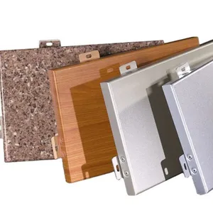 Wooden Finish Construction Exterior Wall Facade Solid Color Aluminum Panels With Pvdf Coated thumbnail-2