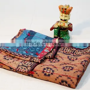 Indian Kantha Quilt Cotton Reversible Bedspread Throw Decorative Vintage Ethnic Bed Cover thumbnail-2