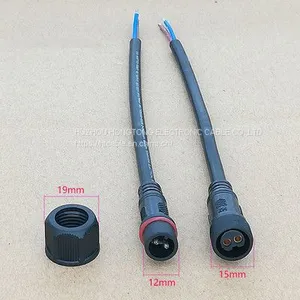 2pin 4pin Black Pigtail Plastics Waterproof IP65 IP67 IP68 LED Connector Male Female Plug With Screw And Nut thumbnail-1