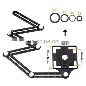 6 Folding Multi Angle Measuring Ruler Ceramic Tile Hole Positioning Ruler With Drill Guide Template Hole Punch Accessories thumbnail-2