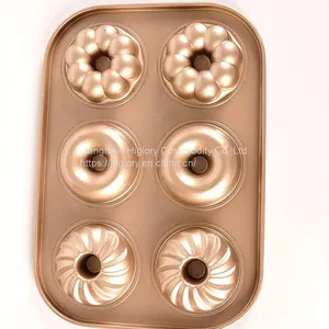 High Quality Muffin Mold Baking Bakeware Tools Non Stick Carbon Steel 6 Cup Cake Mold Pan Baking Pan thumbnail-2