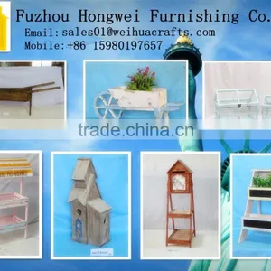 New Design Outdoor Antique Vintage Wooden Flower Cart for Sale for Garden Decor HW15A00308 thumbnail-2