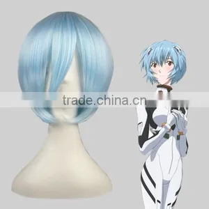 High Quality 35cm Short Straight EVA Ayanami Rei Ice Blue Wig Synthetic Anime Wig Cosplay Costume Hair Wigs Party Wig thumbnail-1