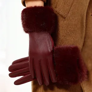 Gloves Manufacturer Wholesales Fashion Women Winter Warm Touch Screen PU Leather Gloves thumbnail-4