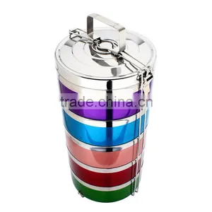 High Quality Custom Lunch Box Tiffin Carrier Thermal Lunch Box With Color Sprayed Process thumbnail-3