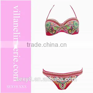 Wholesale Nude Big Cup Junior Bandeau Tassel Bikini Swimwear Quality Choice thumbnail-1
