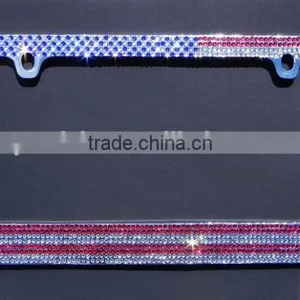 2015 Fashion Bling Crystal Rhinestone License Plate Frame Custom Design USA Flag thumbnail-1