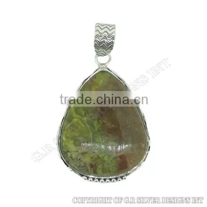 Fine Green Penny Opal Stone Pendant,handmade Pendant Designs,sterling Silver Pendants thumbnail-1