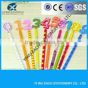 7" Wooden Plastic Mantle Pencil With Personalized Number Eraser for Kids Yiwu Pencil Factories,pencils With Logo thumbnail-1