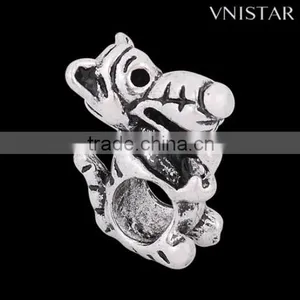 Wholesale Vnistar Antique Silver Plated European Beads Lovely Tiger Shaped Large Hole Metal Beads thumbnail-2