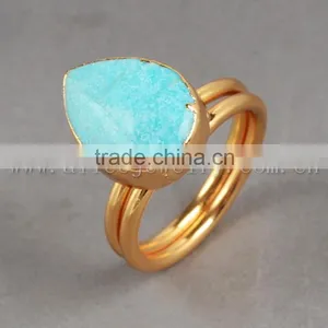 Fashion 18k Gold Turquoise Gemstone Jewelry Ring, Sleepy Beauty Turquoise Jewellery Ring thumbnail-3