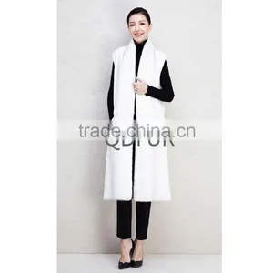 QD80687 Ladies Long Highest Grade White Color Copenhagen Mink Fur Vest thumbnail-1