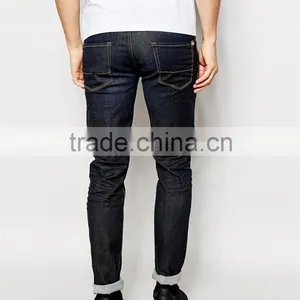 Cuffed Skinny Men Denim Jean Black Color Fade Proof Men Jean OEM Service thumbnail-2