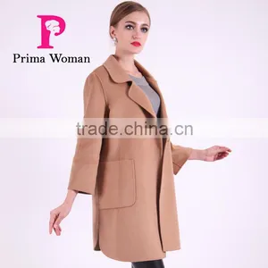 2016 New Design Spring Medium Length Women Slim Fit Wool Coat thumbnail-2