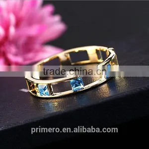 High Quality Style Hollow 18K Gold Plated Square Crystal Bangle Best Gift thumbnail-3